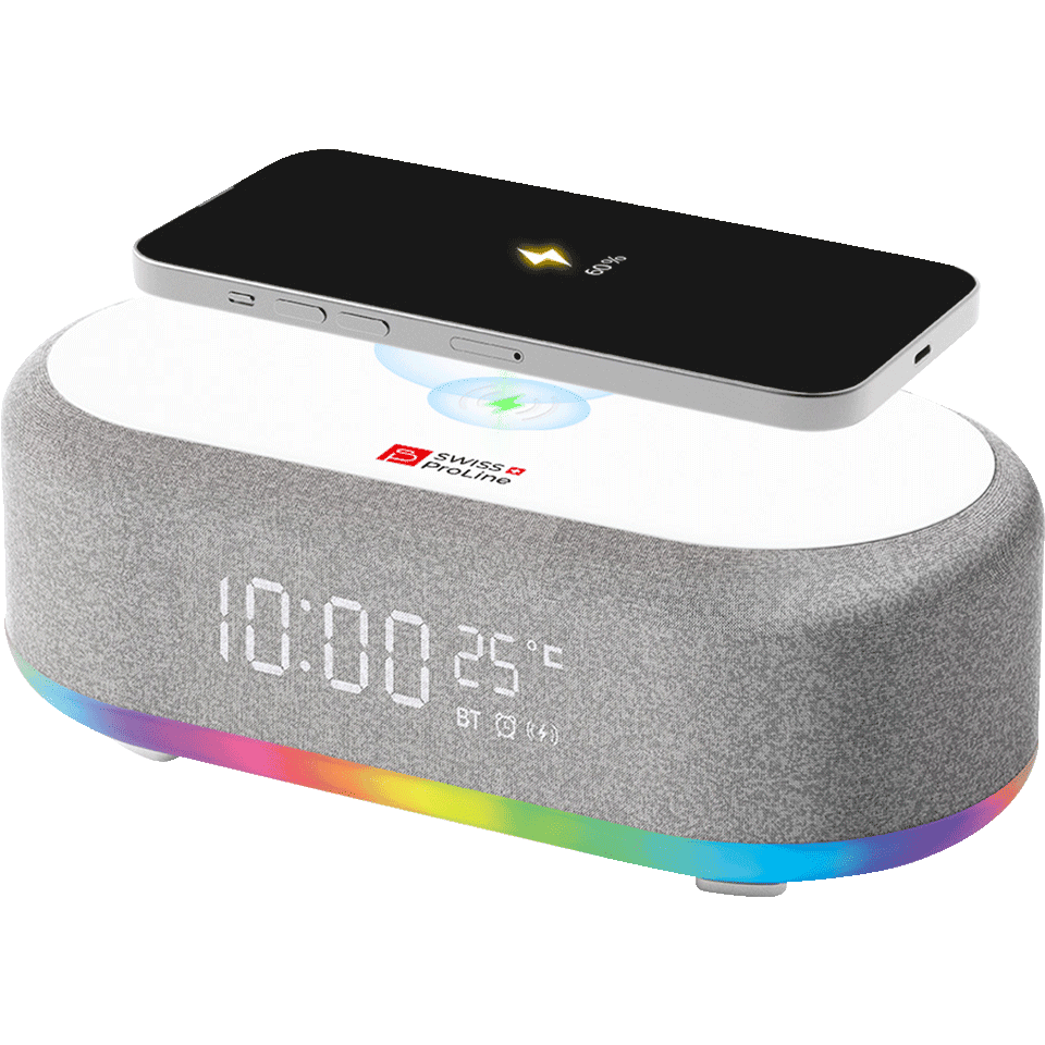 Réveil 6en1 (horloge, réveil, chargeur, LED, enceinte, thermomètre) – Image 2