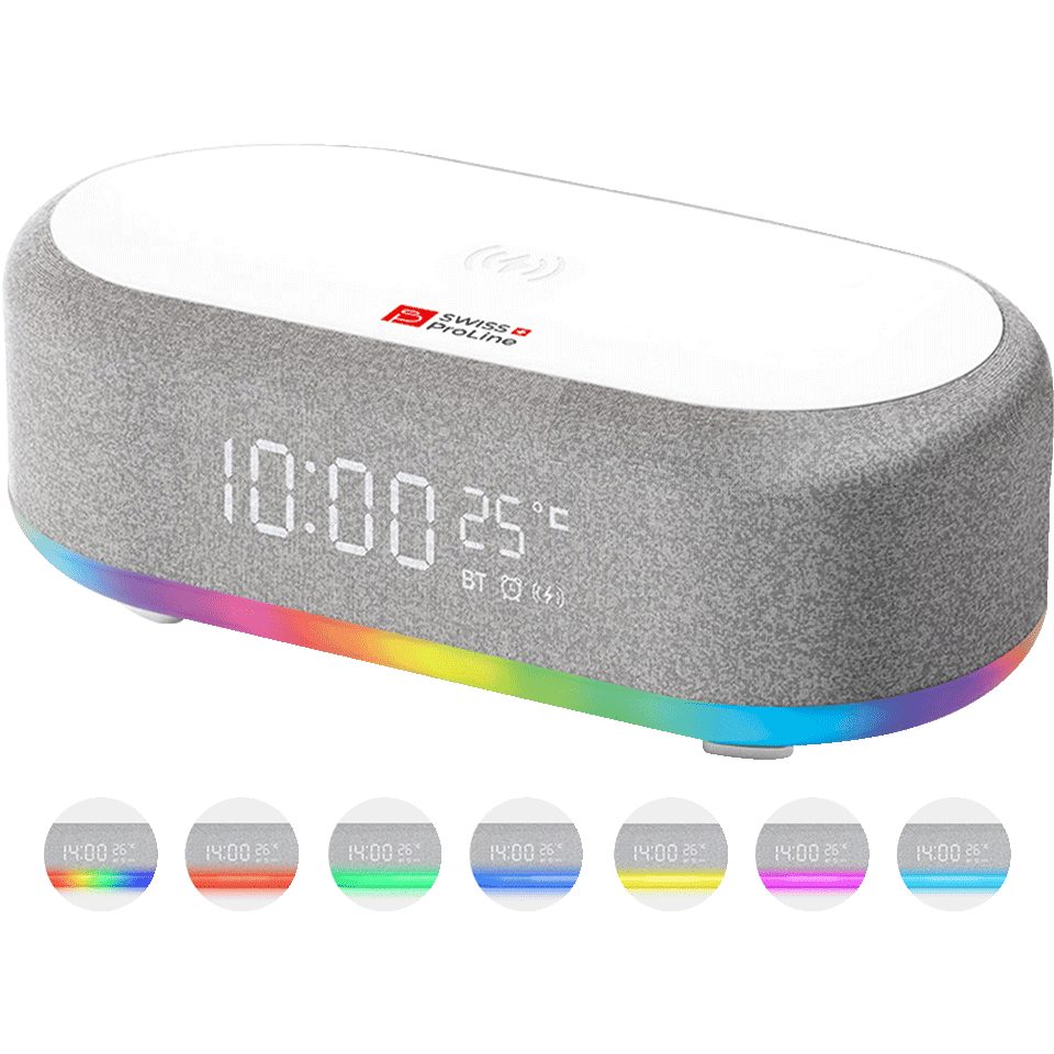 Réveil 6en1 (horloge, réveil, chargeur, LED, enceinte, thermomètre) – Image 3