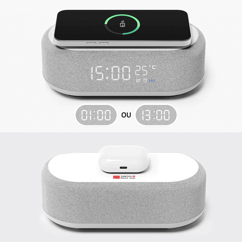Réveil 6en1 (horloge, réveil, chargeur, LED, enceinte, thermomètre) – Image 6