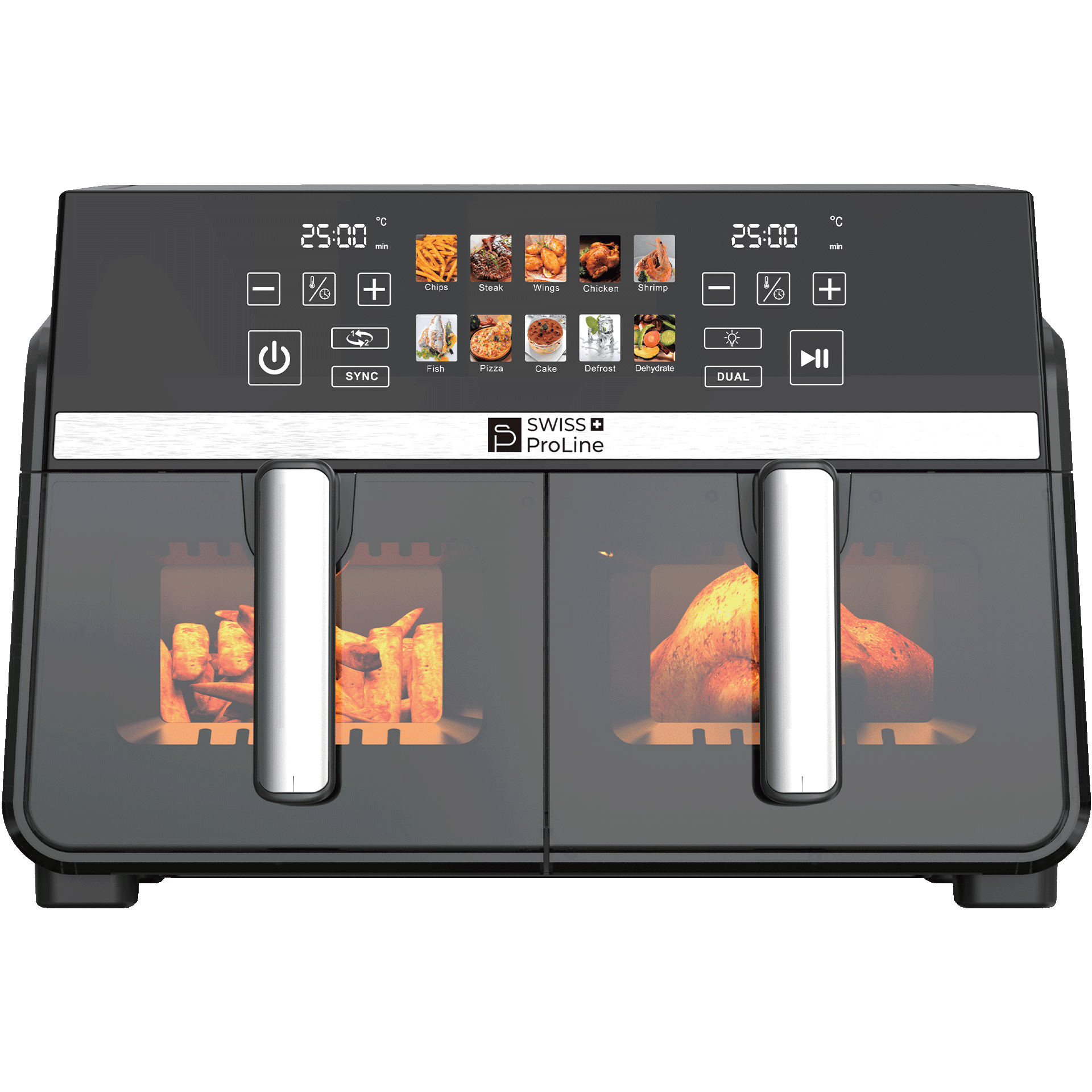 Friteuse à air chaud Air Fryer 10L (sans huile) avec double compartiments – Image 2