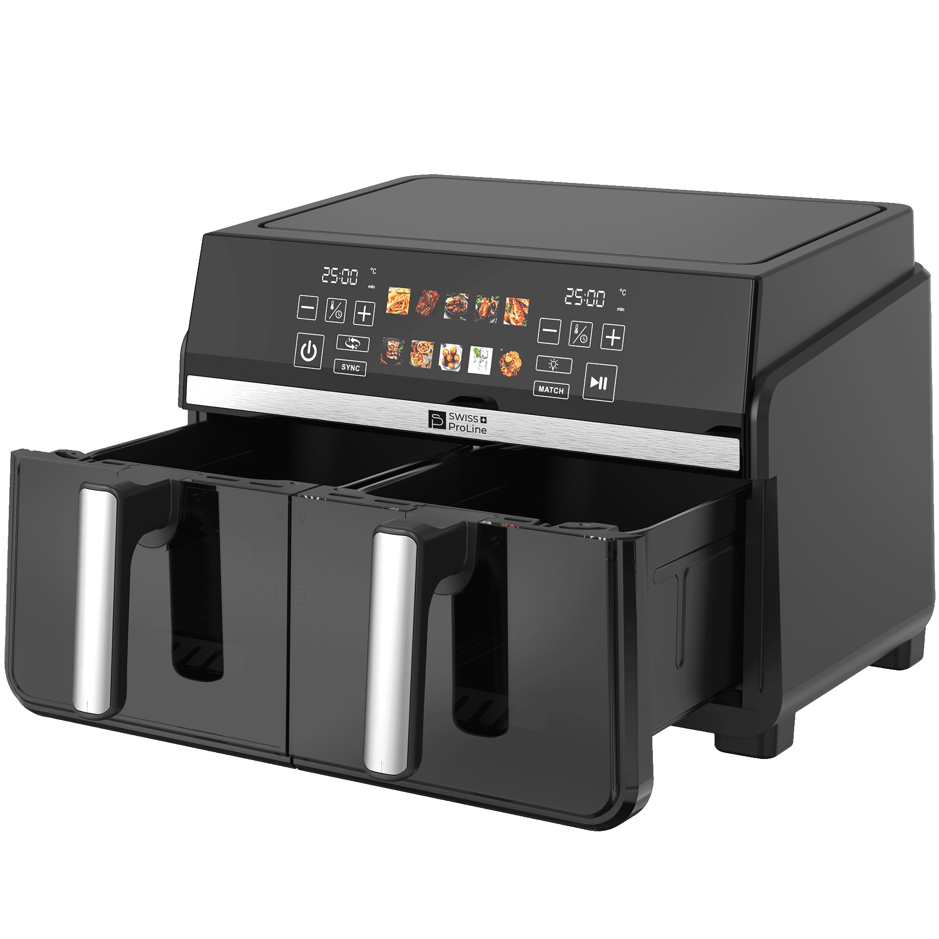 Friteuse à air chaud Air Fryer 10L (sans huile) avec double compartiments – Image 3