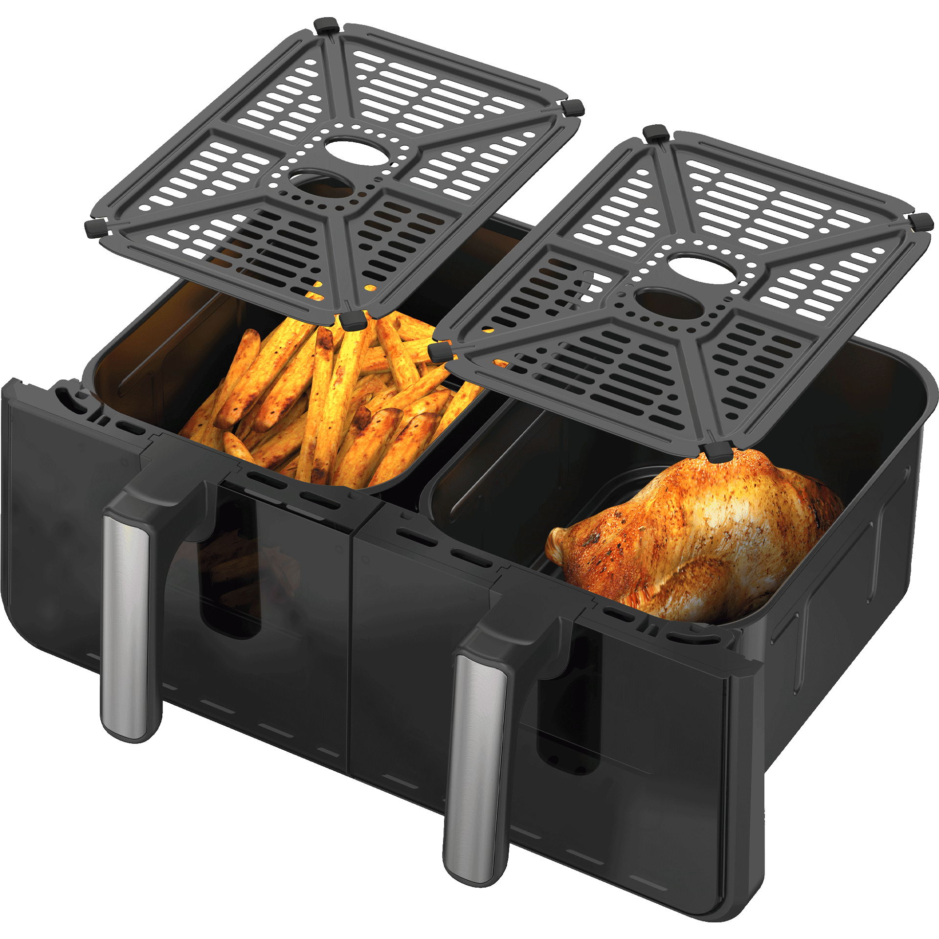 Friteuse à air chaud Air Fryer 10L (sans huile) avec double compartiments – Image 4
