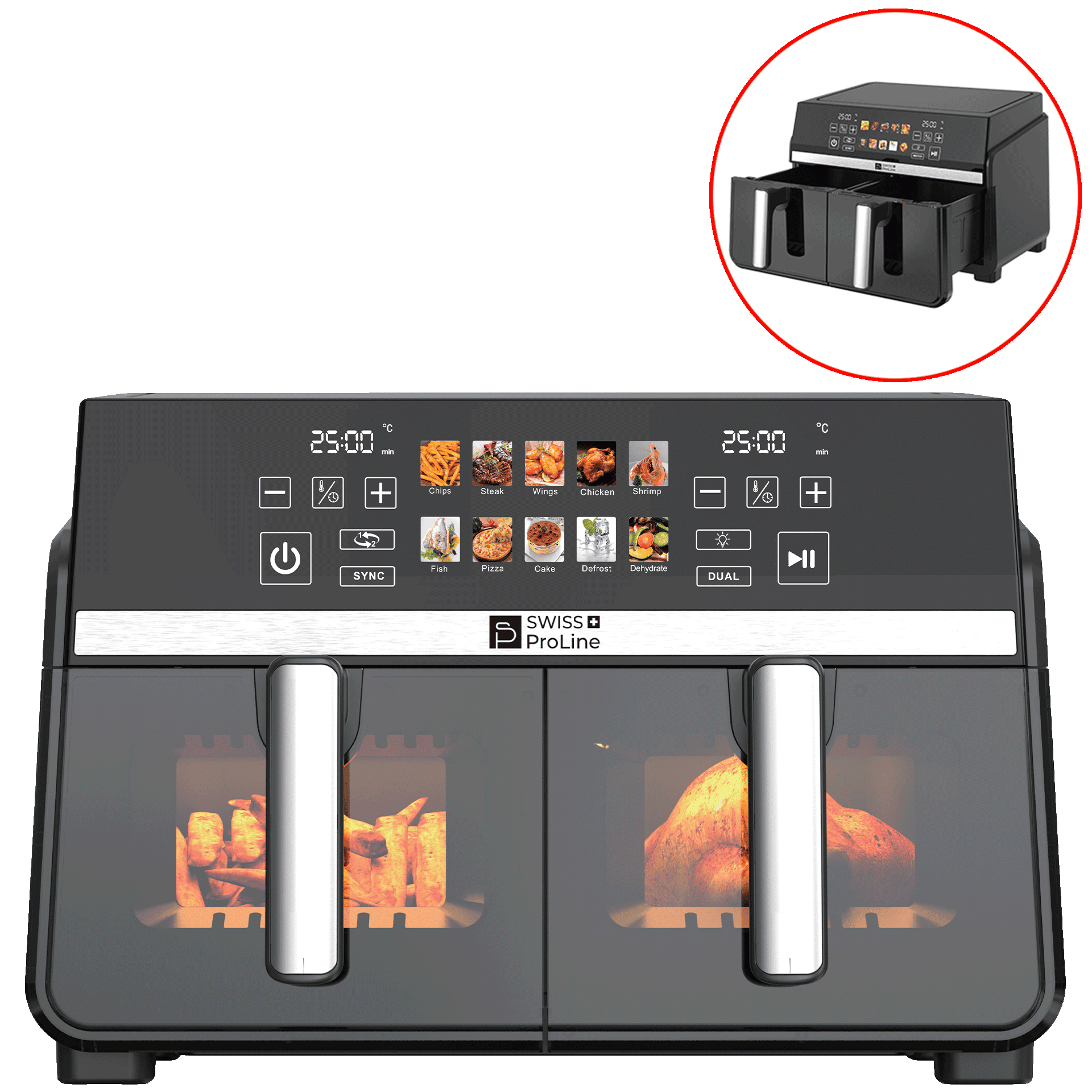 Friteuse à air chaud Air Fryer 10L (sans huile) avec double compartiments