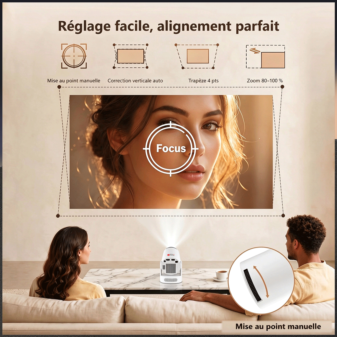 Projecteur connecté haute définition 4K avec haut-parleur intégré (Application Netflix, Youtube, Amazon) – Image 4