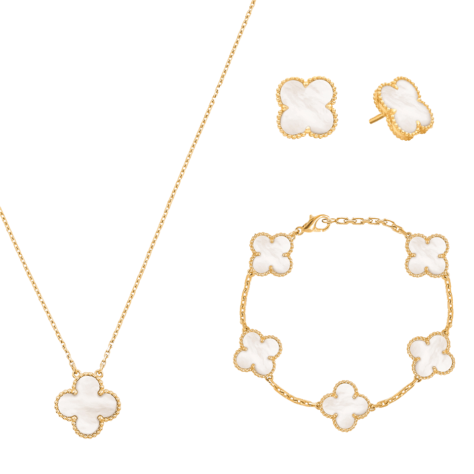 Set de 3 bijoux chic - trèfle design (bracelet, collier, et boucle d'oreille) – Image 2