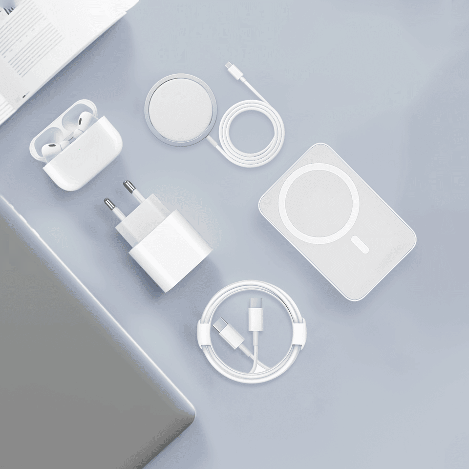 Kit indispensable de secours (Batterie magnétique / Câble USB C / Chargeur / Chargeur magnétique / Ecouteurs sans fil) – Image 2