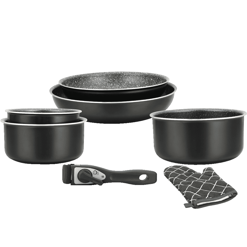 Batterie de cuisine 7 pièces avec poignée amovible tous feux dont Induction – Image 2