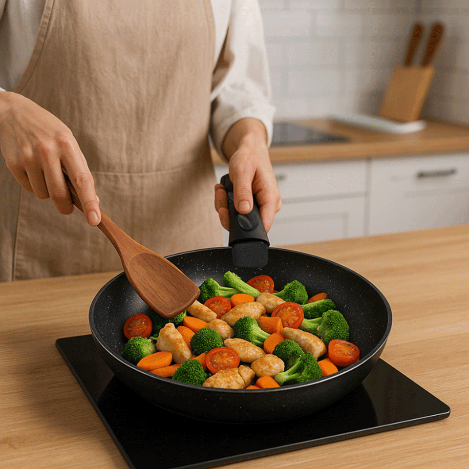 Batterie de cuisine 7 pièces avec poignée amovible tous feux dont Induction – Image 5
