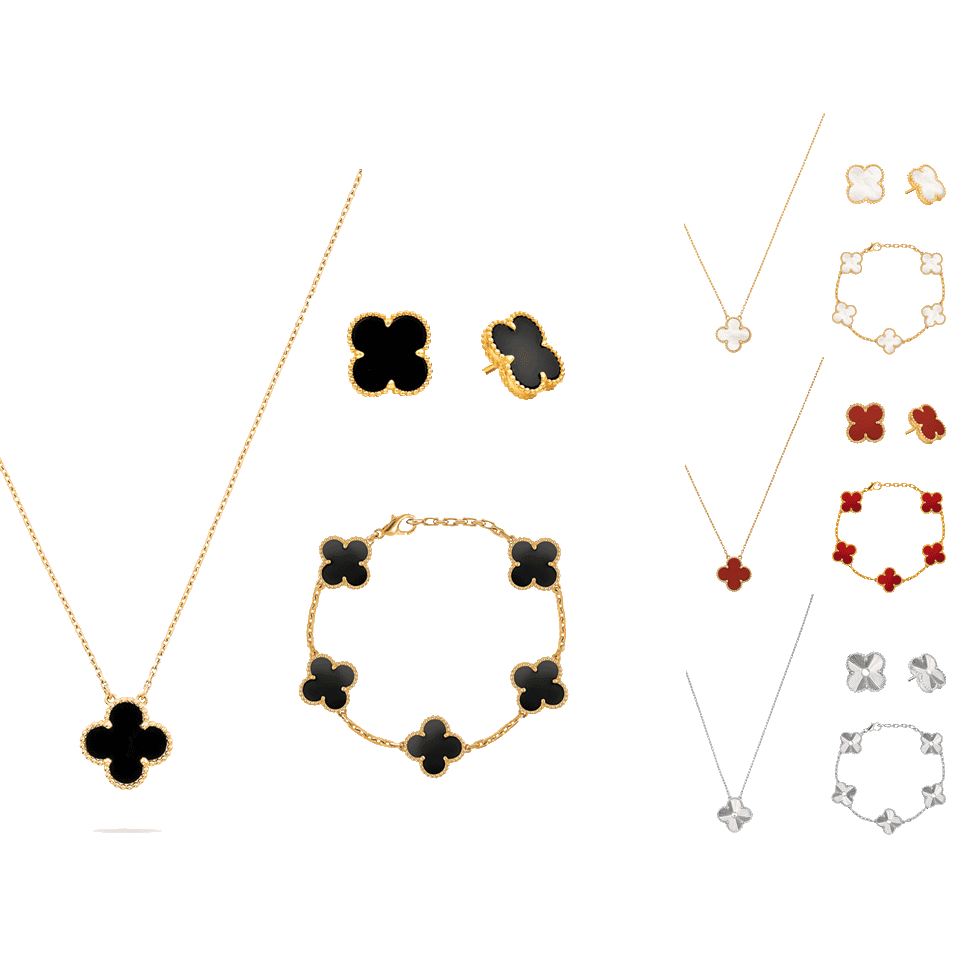 Set de 3 bijoux chic - trèfle design (bracelet, collier, et boucle d'oreille)
