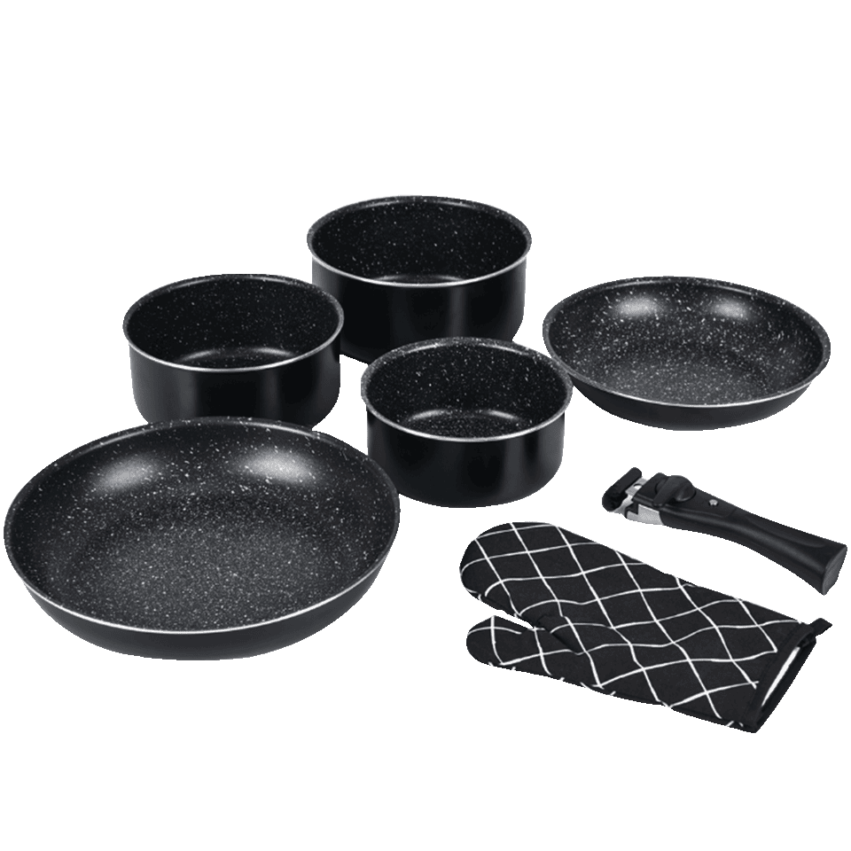 Batterie de cuisine 7 pièces avec poignée amovible tous feux dont Induction