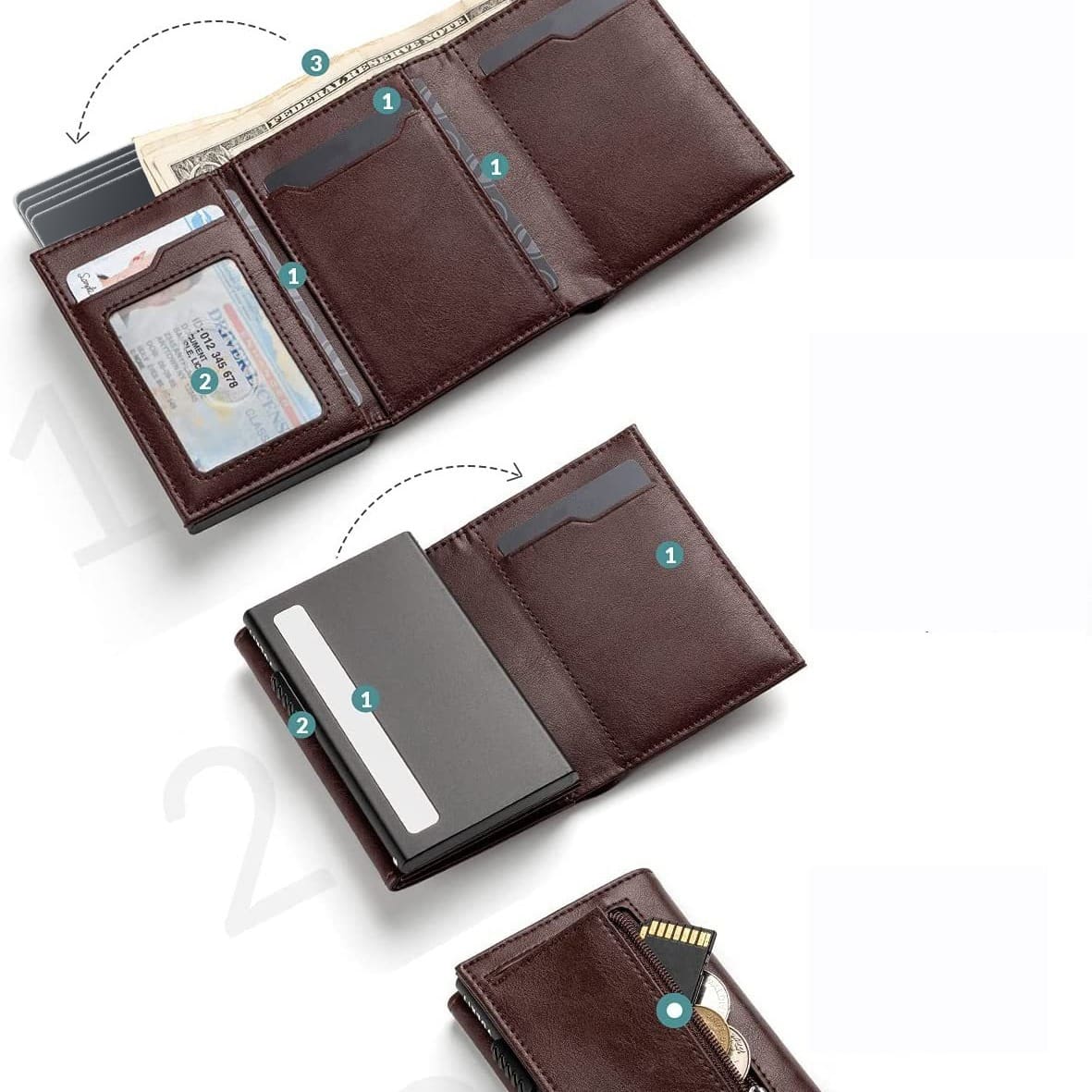 Porte-Monnaie en cuir avec protection RFID – Image 2