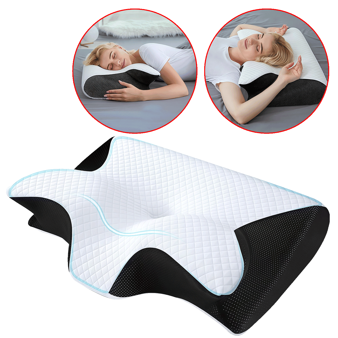 Oreiller cervical à mémoire de forme 4en1
