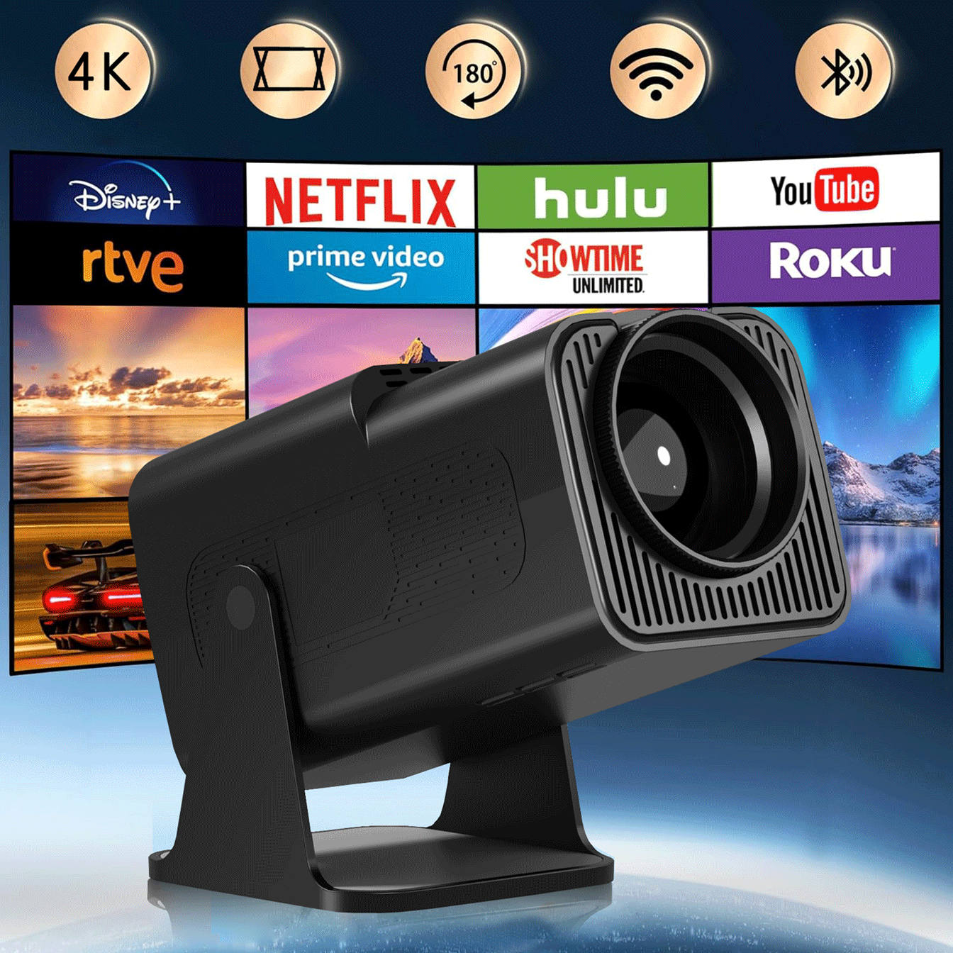 Projecteur connecté haute définition 4K avec 3'000 jeux inclus (Netflix, Youtube, Amazon) – Image 3
