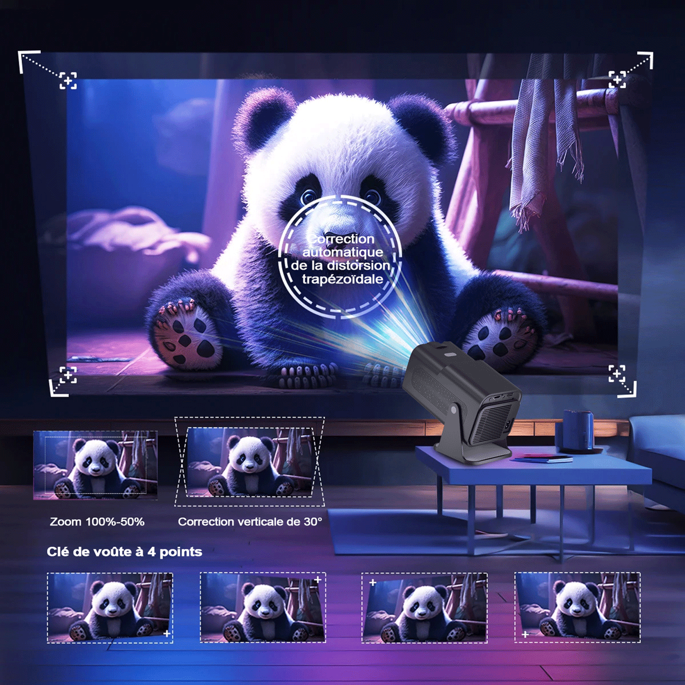 Projecteur connecté haute définition 4K avec 3'000 jeux inclus (Netflix, Youtube, Amazon) – Image 5
