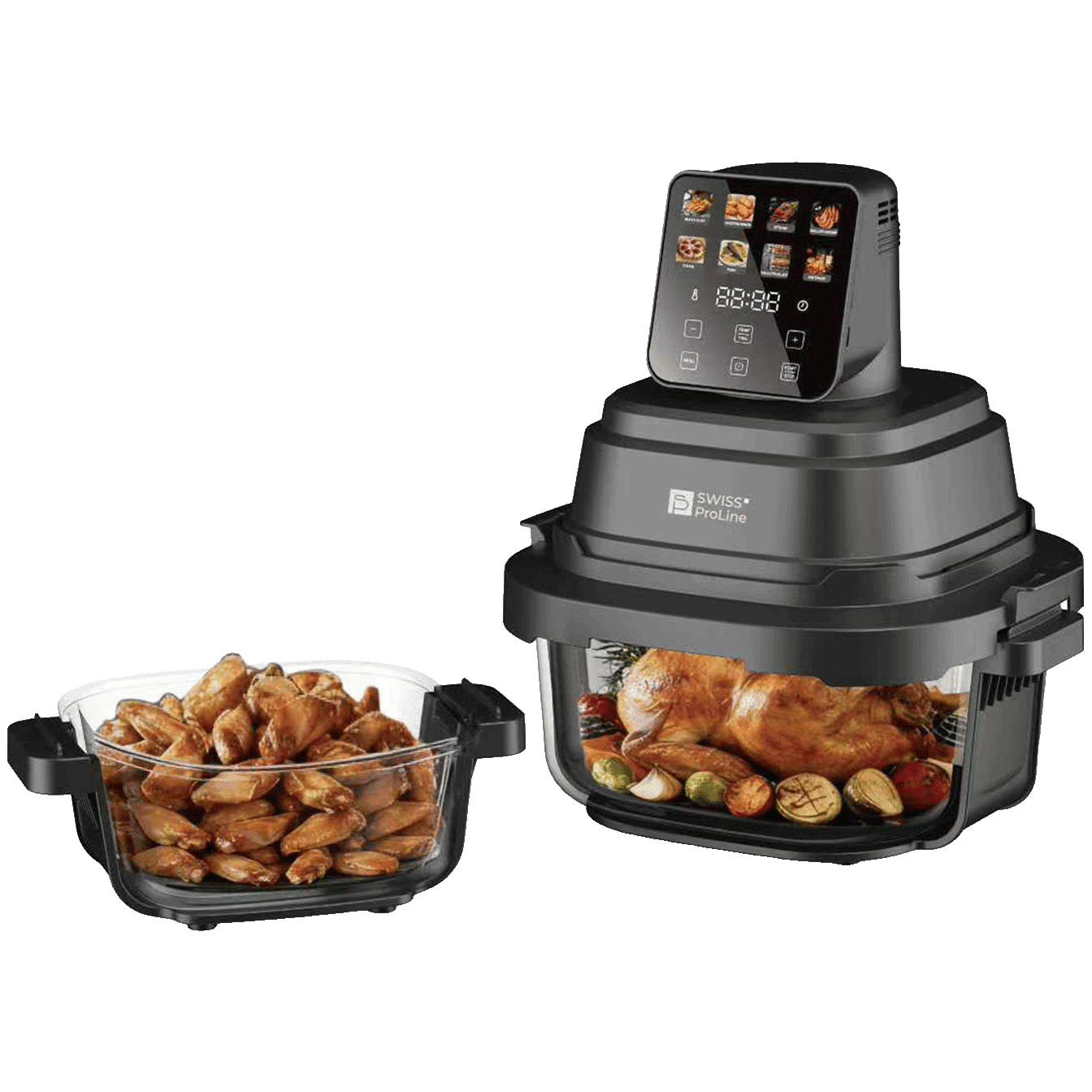 Friteuse Crispy Air Fryer (sans huile) portable avec double compartiments en verre
