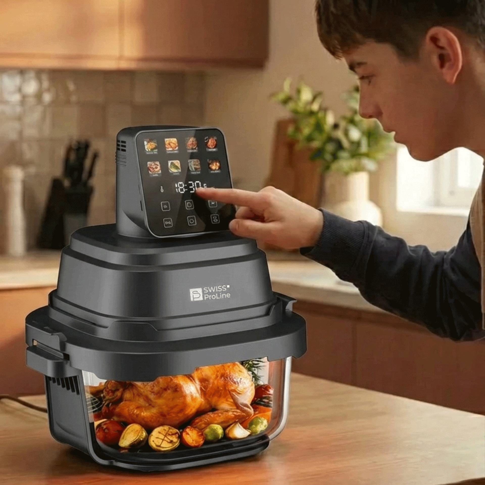 Friteuse Crispy Air Fryer (sans huile) portable avec double compartiments en verre – Image 4