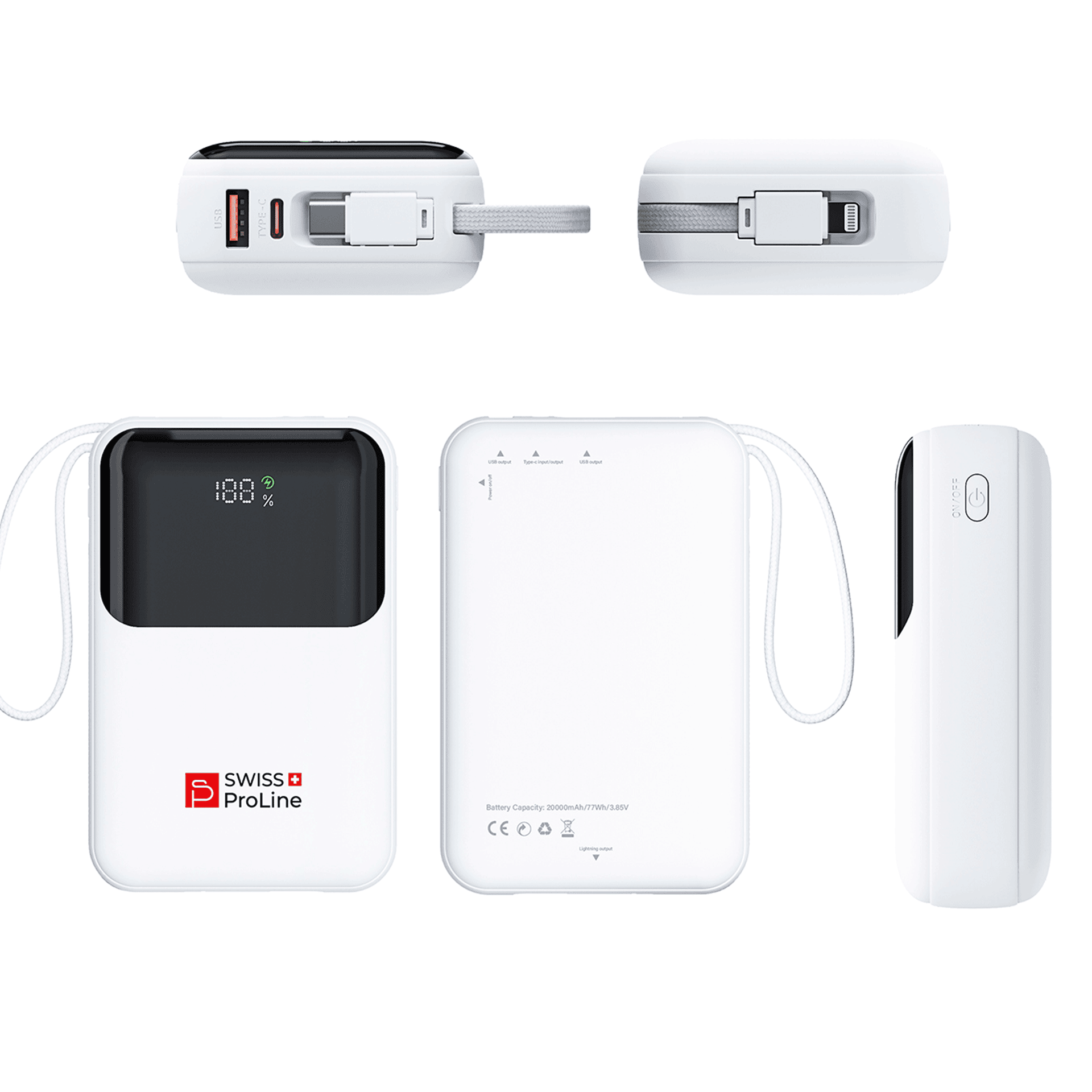Batterie portable rapide 20'000 mAh avec câbles intégrés – Image 2