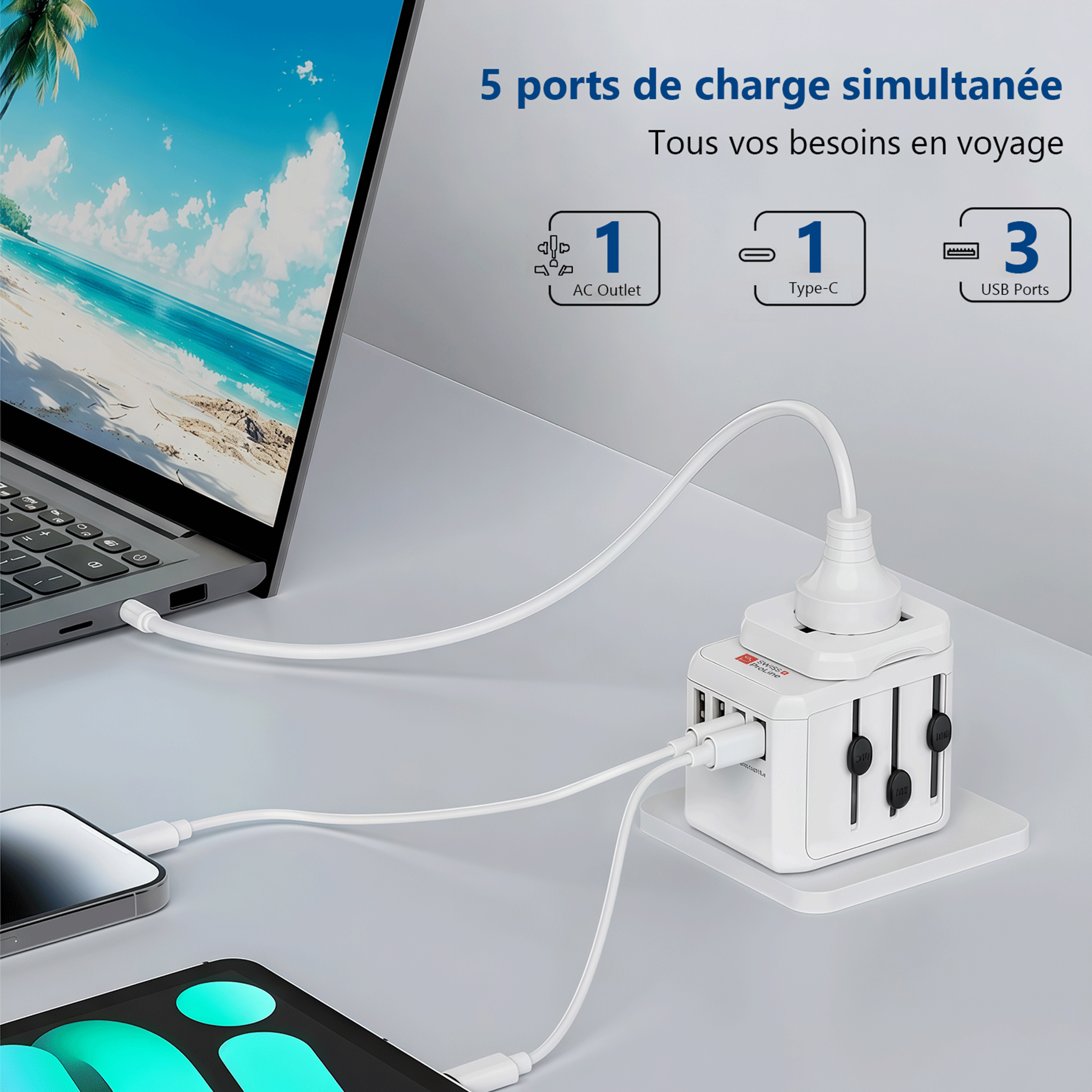 Adaptateur de voyage universel compatible dans 200 pays – Image 4