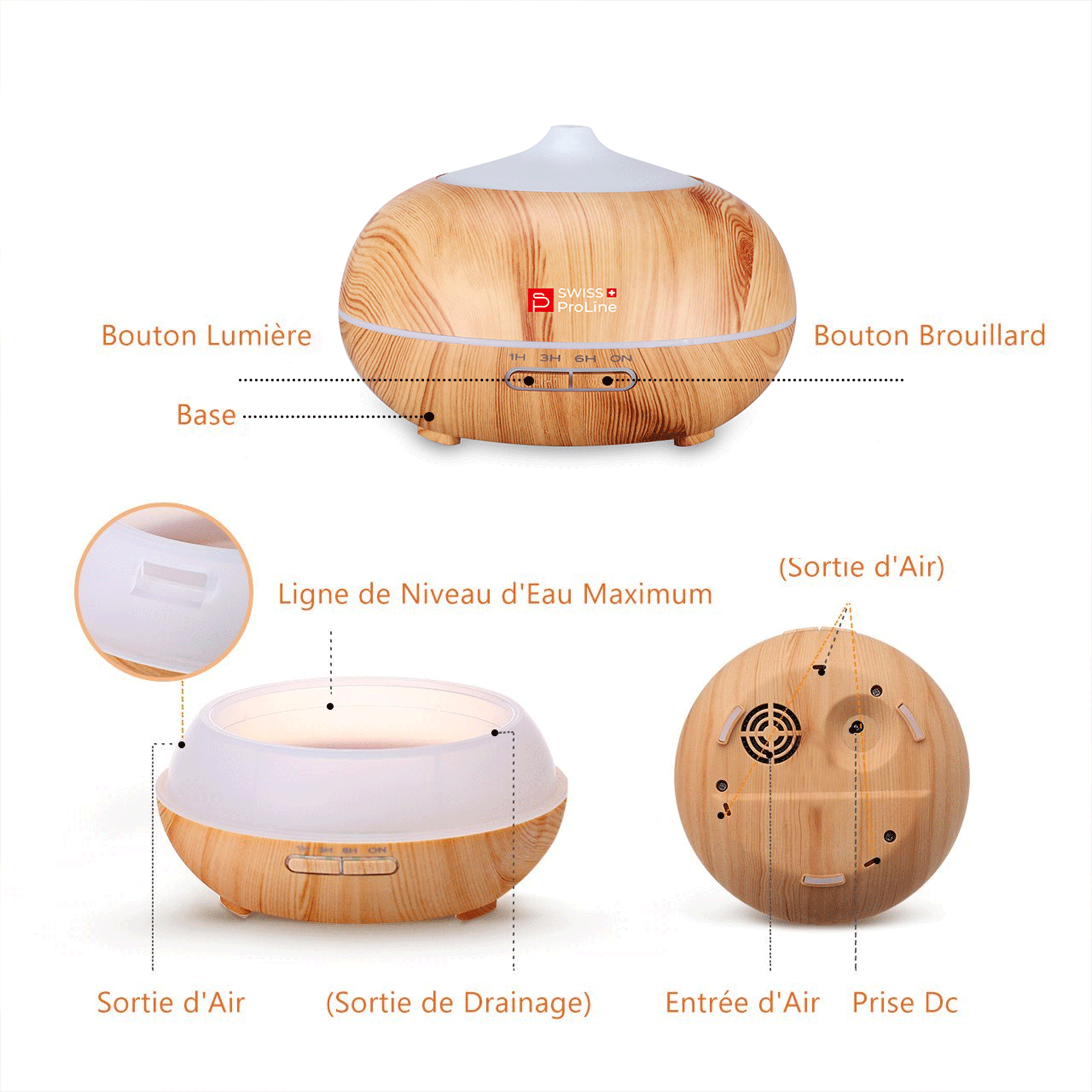 Humidificateur à diffuseur d'arômes avec LED Multicolore – Image 5
