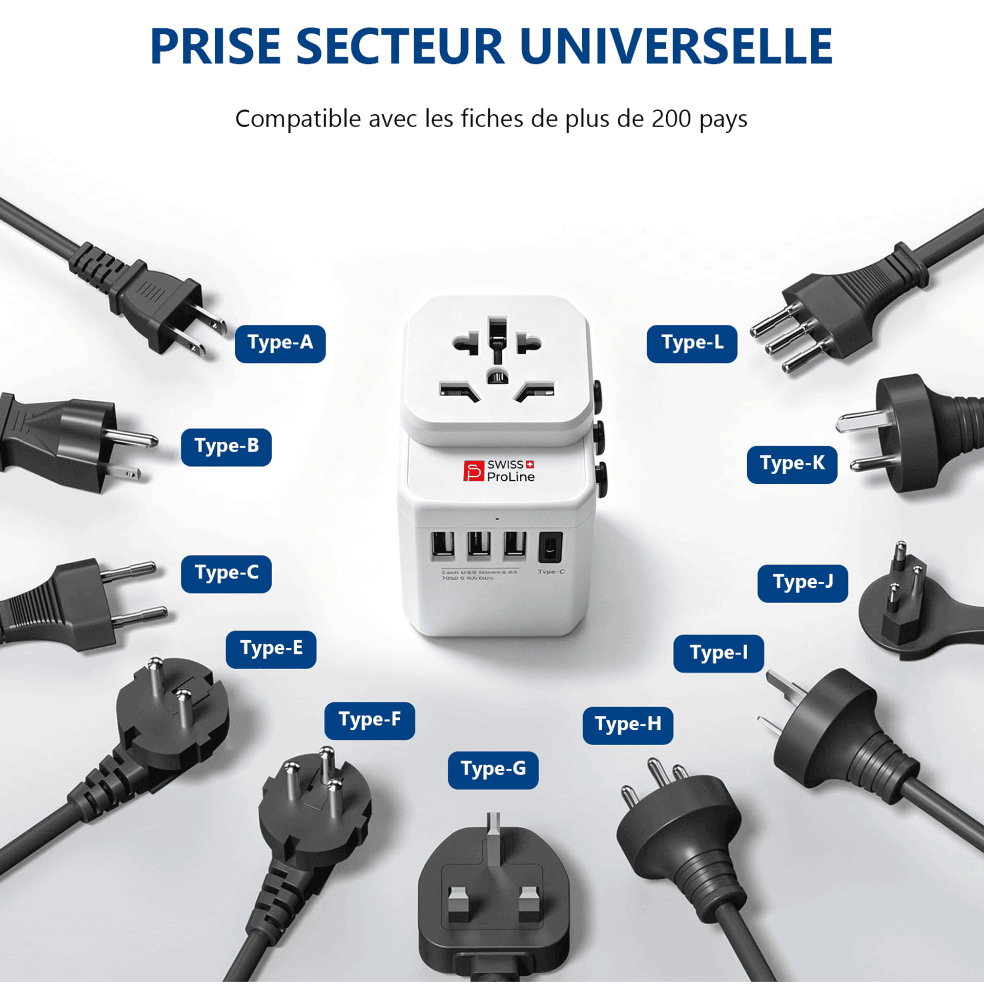 Adaptateur de voyage universel compatible dans 200 pays – Image 6