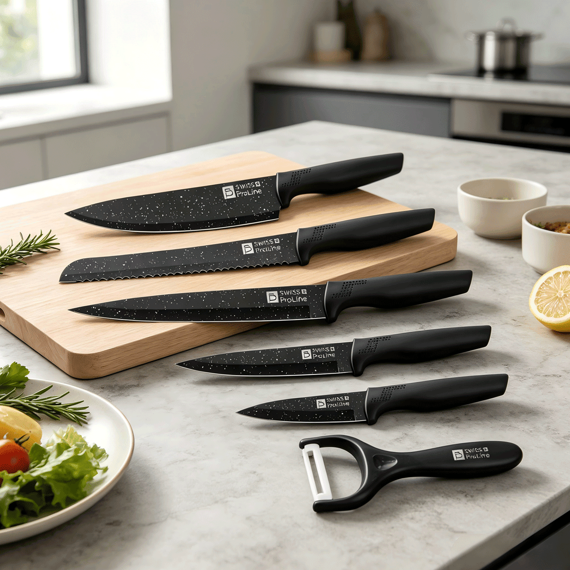 Sets de 5 couteaux de cuisine avec 1 éplucheur (6 accessoires) – Image 2