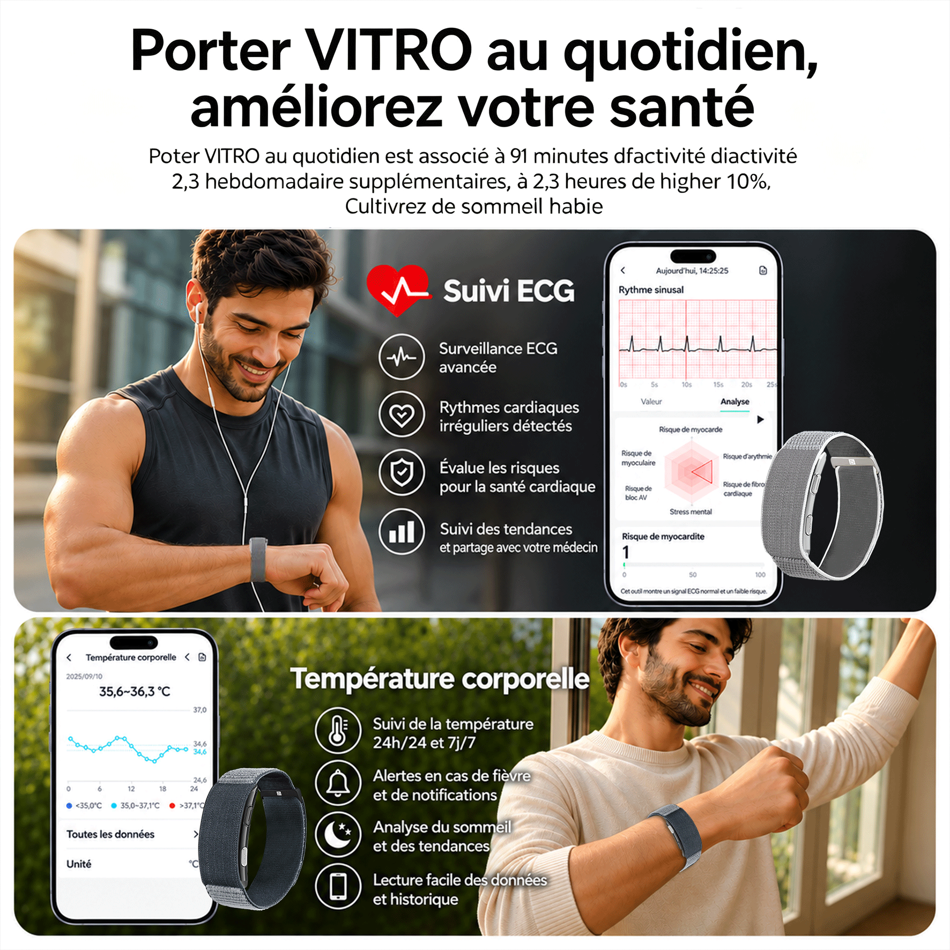 Bracelet révolutionnaire Sport-Santé-Récupération-Sommeil avec application gratuite – Image 5